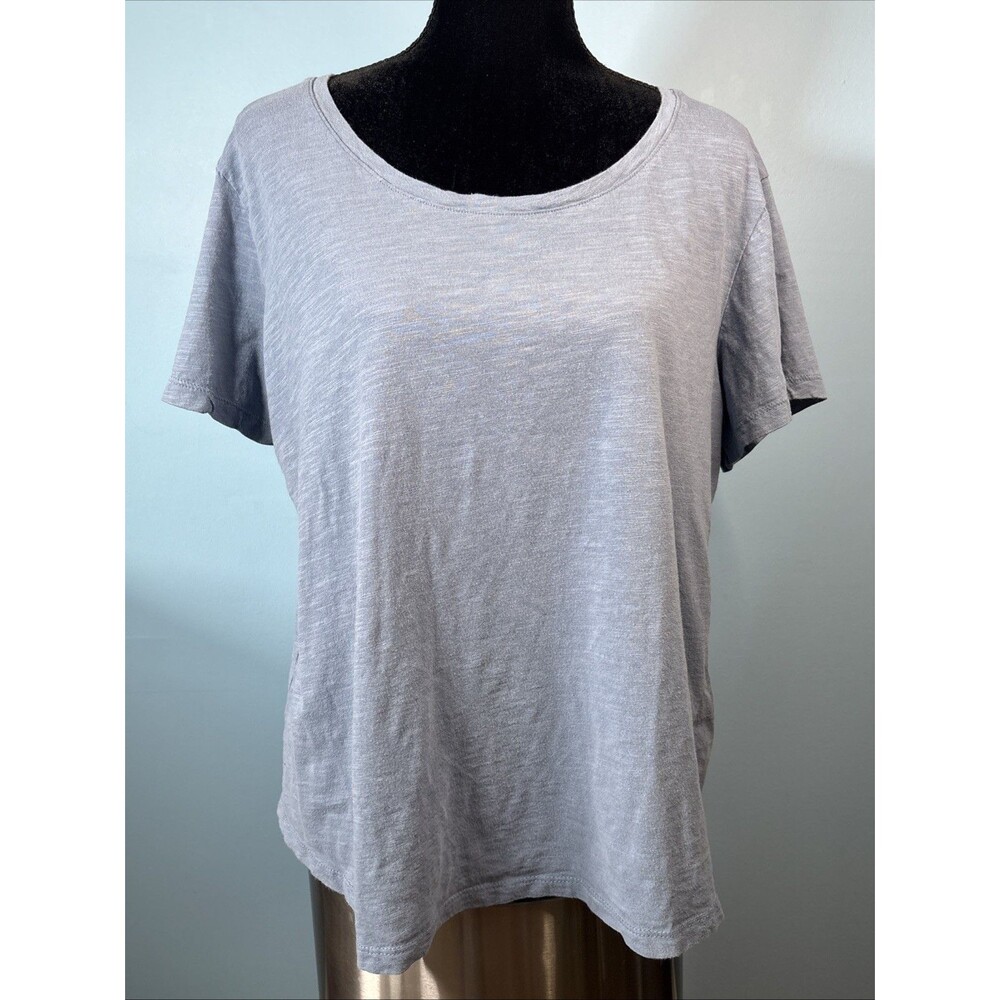 Eddie Bauer Heather Sapphire Blue Cotton T-shirt (women’s XXL) Scoop Neck Tee